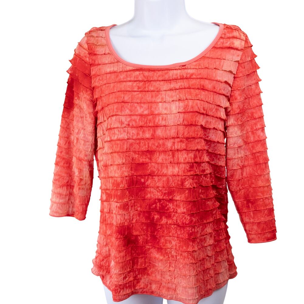 Only Nine Vintage Ruffle Tie Dye Pink Top